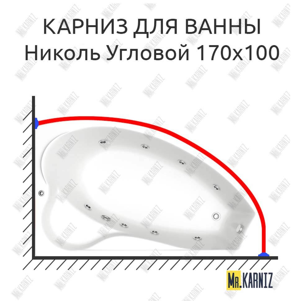 Карниз для ванны Bas Николь Угловой 170х110 Усиленный 25 мм MrKARNIZ