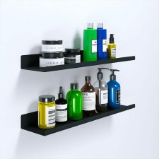 Настенные навесные полки для ванной комнаты 50x12x5 Черные - 2 шт