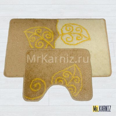 Комплект ковриков для ванной и туалета Листья бежевый
