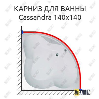 Карниз для ванны 1 MarKa Cassandra 140х140 Усиленный 25 мм MrKARNIZ